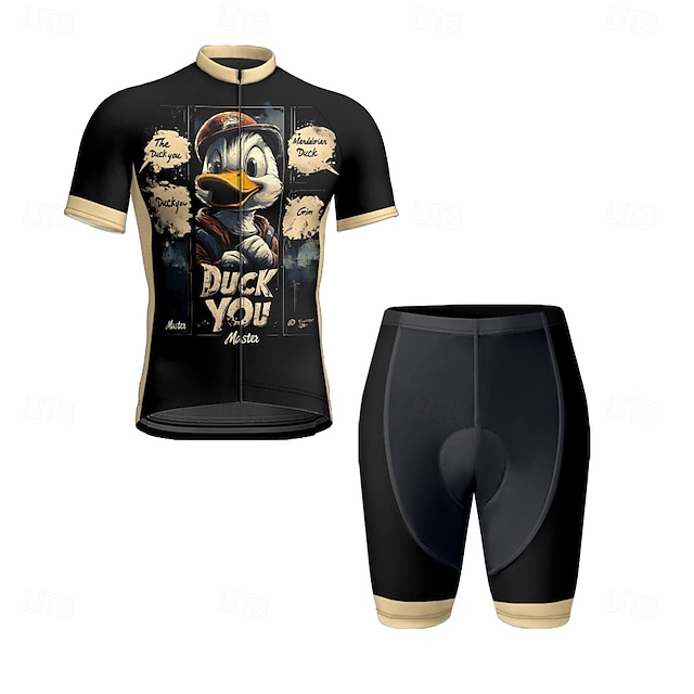  Herren Radtrikot mit Radhose fahrradbekleidung Kurzarm MTB Mountain Rennrad Rote Kaki Karikatur Blumen Pflanzen Fahhrad Spandex Sport Karikatur Blumen Pflanzen Bekleidung