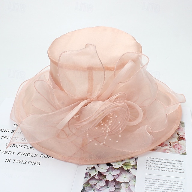  Hatte polyester Fedora Bryllup Afslappet Ferie Elegant Årgang Solbeskyttelse Med Blomster Ren Farve Medaljon Hovedbeklædning