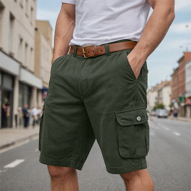 Herr Cargo-shorts Shorts Bermudashorts Flera fickor Rakt ben Slät Andningsfunktion Fuktabsorberande Knelängd Utomhus Ledigt Camping och vandring Mode Streetwear Svart Marinblå Microelastisk