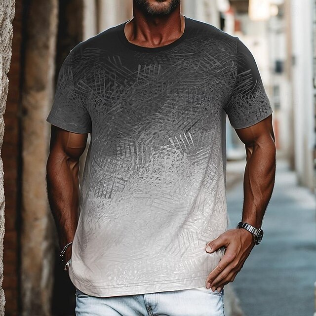 Men's Ombre Gradient T Shirt Short Sleeve T shirt 3D Print Crew Neck Shirt Fashion Daily Street Daily Black Summer Spring Clothing Apparel S M L XL XXL XXXL4