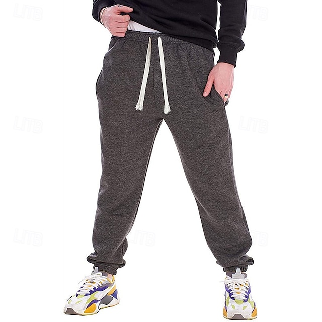  Herre Joggebukser Jogger Bukser Uformelle bukser Snorer Elastisk midje عادي Komfort Varm Full lengde utendørs Avslappet Daglig Sport Mote Svart Navyblå