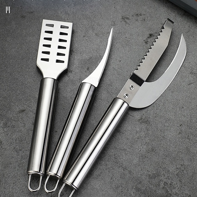  1 pz/3 pz sgusciatore per gamberi in acciaio inox &squamatore per pesci - strumento 2 in 1 per la pulizia dei frutti di mare all'aperto per barbecue