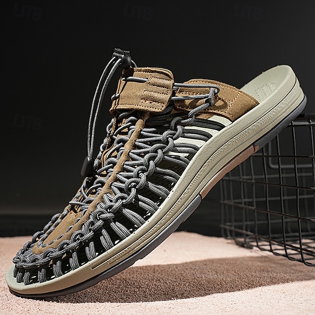  sandali sportivi da uomo per l'aria aperta, design con lacci regolabili con rete traspirante e suola resistente per escursioni, passeggiate e avventure estive