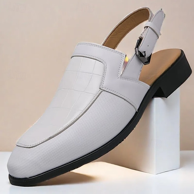  svarta slingback-klänningsskor för män med krokodilpräglat läder, bekväm passform och slitstark sula - perfekt för formella evenemang och affärstillfällen