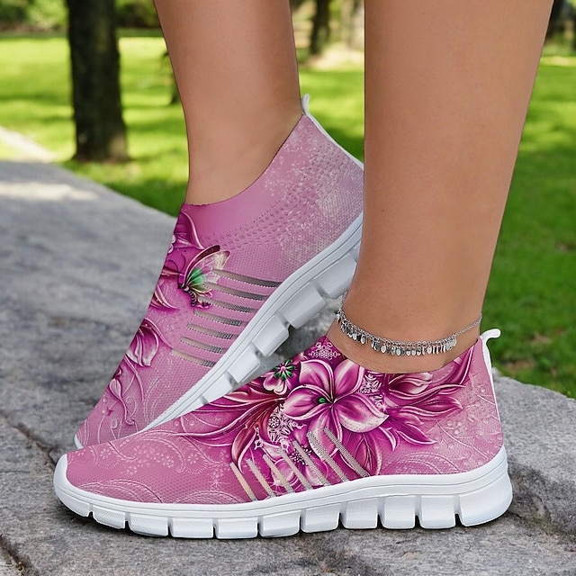  Baskets Flyknit à imprimé floral avec tige respirante, semelle légère et coupe confortable pour les promenades décontractées et les activités de plein air