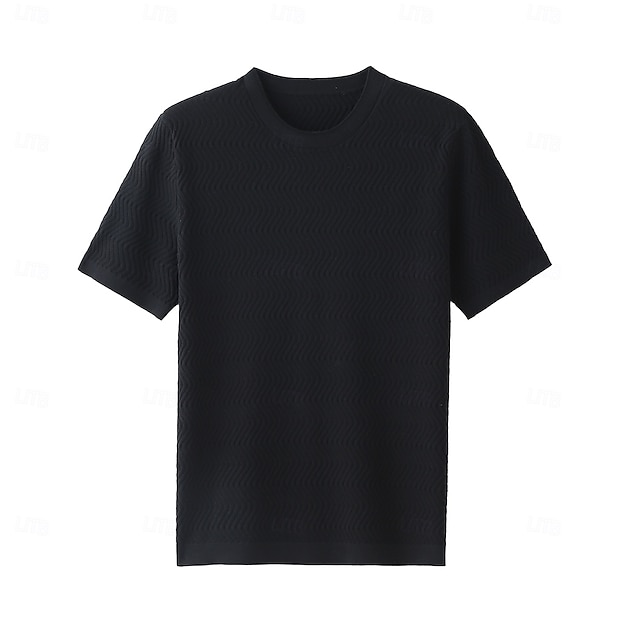  Herre T-shirt Kortærmet Rund hals Sommer Forår Strikketøj Ferie Årgang Vredet Skole Træning udendørs Sort Hvid Lysebrun Top T-shirt til mænd