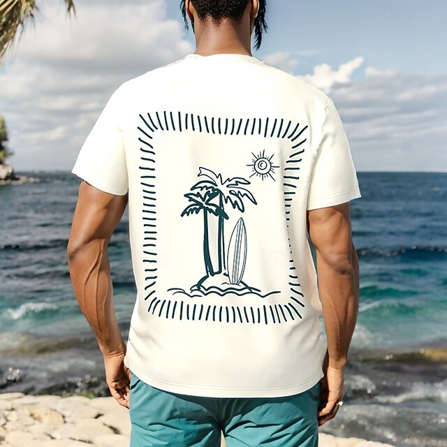 Men's Maori T Shirt Short Sleeve T shirt 3D Print Crew Neck Shirt Tropical Hawaiian Vacation Street Daily Beige Summer Spring Clothing Apparel S M L XL XXL XXXL4