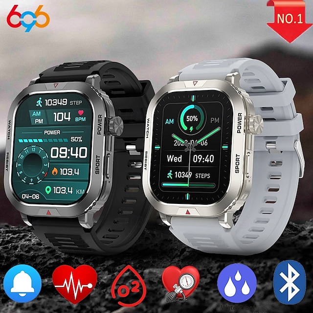  696 ZW66 スマートウォッチ 2.01 インチ スマート·ウォッチ ブルートゥース ECG + PPG 歩数計 着信通知 と互換性があります Android iOS 女性 男性 ハンドフリーコール メッセージ受信通知 IP 67 46mmの時計ケース