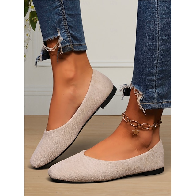  pantofi cu slip-on clasici pentru femei din piele intoarsa artificiala pentru uzura de zi cu zi, birou si calatorii