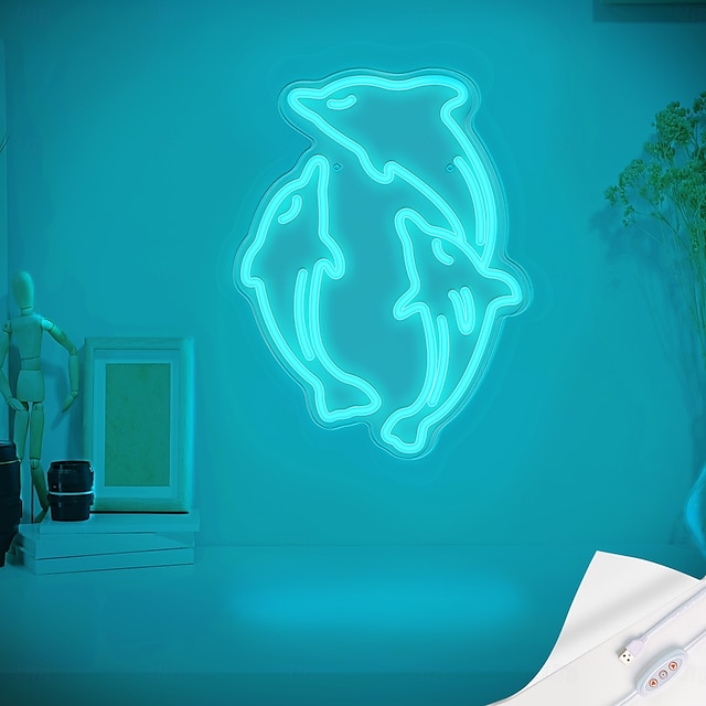  USB-betriebene LED-Neonfischlichter – lebendiges Neondekor für Schlafzimmer, Club, &Außenbereiche