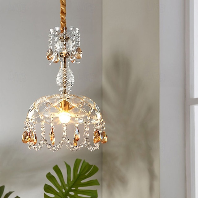  Lámpara colgante con diseño de farol de cristal de estilo retro francés, 110-240 V