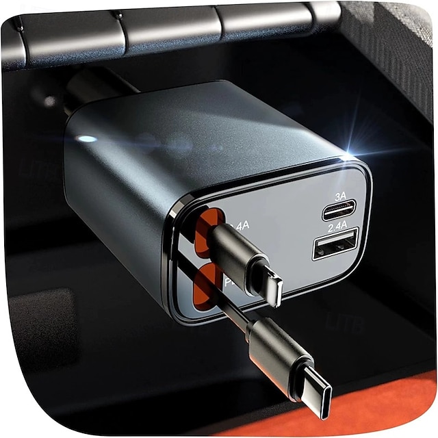  Caricabatteria da auto retrattile 120w super veloce accendisigari in metallo 4 in 1 carica auto