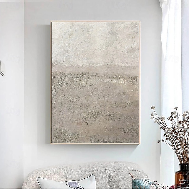  handgemachte weiße Kunst abstrakte Malerei Ölgemälde handgemalt weiße Wand Kunst braun 3D Textur Malerei handgemalt braun Strand Malerei Wand Kunst moderne Pastell Bild Zimmer Dekor