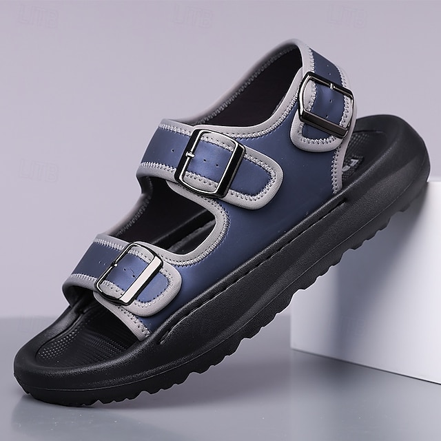  sandale casual confortabile pentru bărbați, cu design cu cataramă dublă – încălțăminte de exterior reglabilă și elegantă pentru vară și vacanță