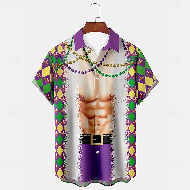 mardi gras collared shirt