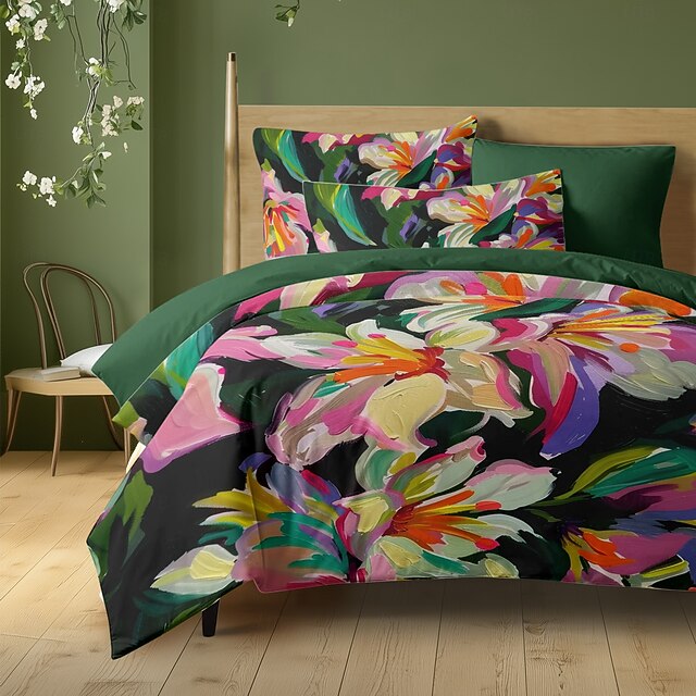  100% algodão conjunto de capa de edredão padrão floral conjunto macio de 3 peças de luxo conjunto de cama decoração de casa presente rei rainha capa de edredão