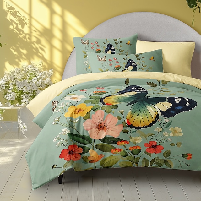 l.t.home Parure de lit réversible en satin 100 % coton de qualité supérieure, 300 fils au pouce carré, motif floral Elite
