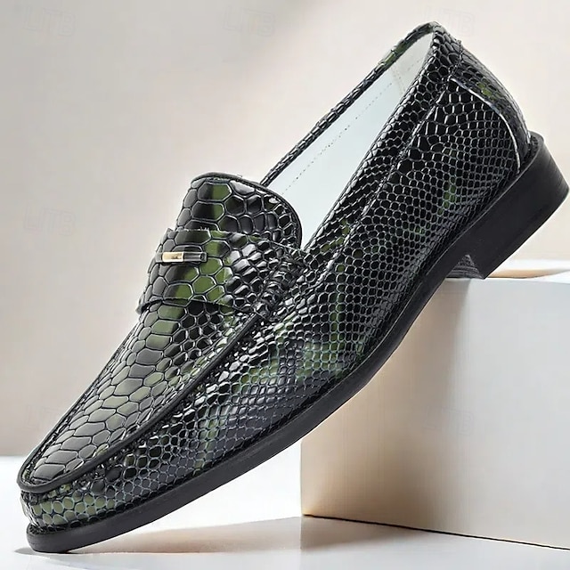  Luxuriöse Herren-Loafer aus echtem Leder – Slipper mit Schlangenmuster für formelle Anlässe und Business-Kleidung