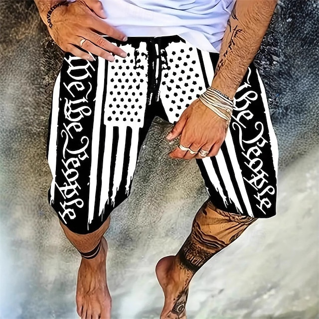  Homens Calção Justo de Natação Shorts de Natação Tecido elástico de 4 vias Bermuda de Surf Calças Com Cordão Com bolsos Natação Surfe Praia Esportes Aquáticos Estampado Verão Primavera