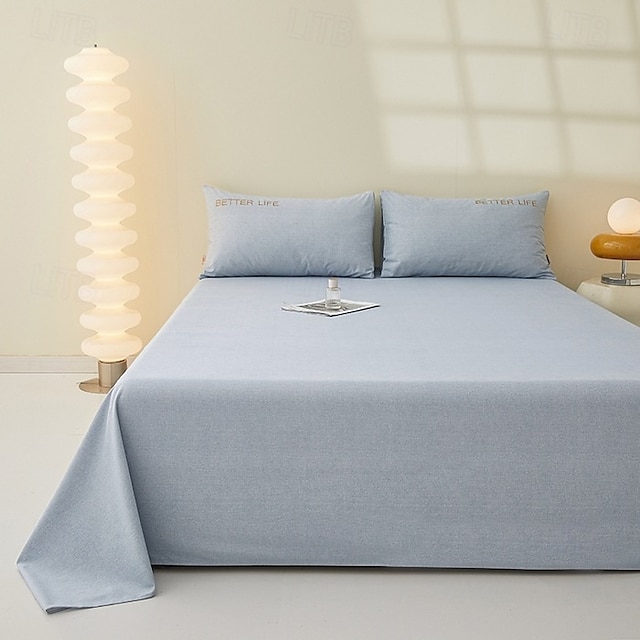  Single Sheet Flat Sheet Bedding Cotton Solid Colored Soft Premium Quality Comforter Cover Bed Collection