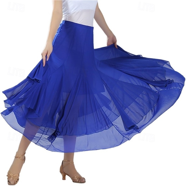  elegant sällskapsdans vals dansfest lång swing mesh kjol
