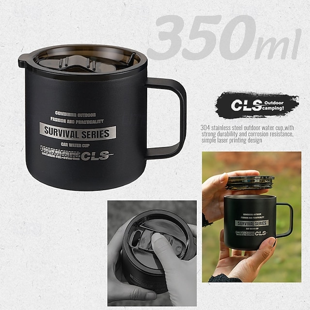  1 cană de exterior din oțel inoxidabil 304 cu dublu strat izolat menține băuturile calde sau reci cană de călătorie rezistentă la scurgeri pentru drumeții, camping și activități în aer liber, perfectă