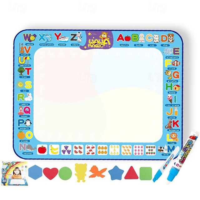  tapete de pintura com água extragrande reutilizável tapete de pintura com água extragrande reutilizável - tela de rabiscos coloridos para jovens &cobertor de atividade artística criativa e divertida