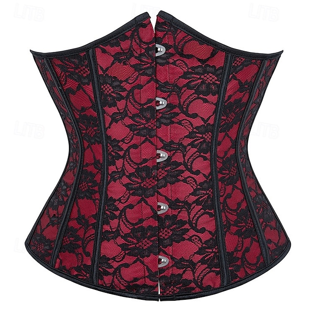  Retro Vintage Punk & Gothic Corset Underbust Corset Bustier Lace up 14 Bones Floral Women's Fantasy Halloween Carnival Party Casual Daily LARP Adults' Corset