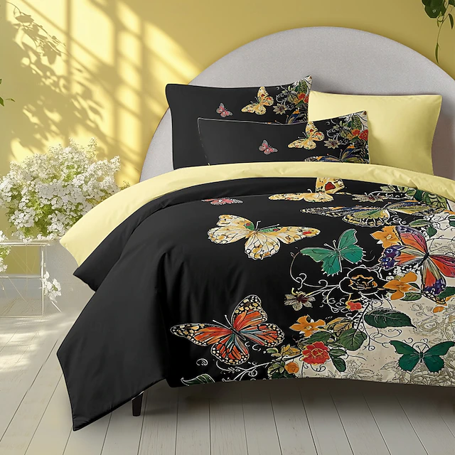 Butterfly Pattern Duvet Cover Set Set Soft 3-Piece Luxury Cotton Bedding Set Home Decor Gift King Queen Duvet Cover 11