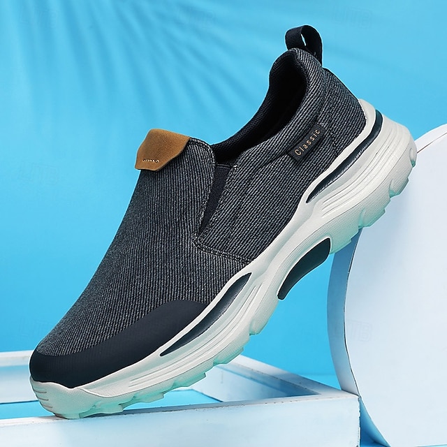  beige heren instapschoenen met gevoerde zool – comfortabele en ademende sportschoenen voor casual gebruik en buitenactiviteiten