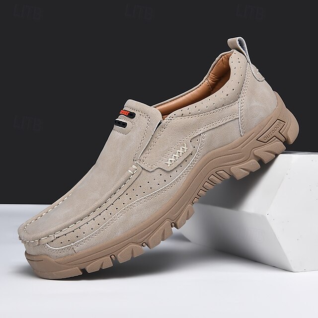  mocasini pentru exterior pentru bărbați – pantofi casual din piele artificială perforată, respirabil, cu talpă rezistentă anti-alunecare pentru mers și călătorii