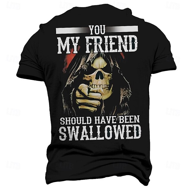 Men's Skull T Shirt Short Sleeve T shirt 3D Print Crew Neck Shirt Gothic Street Dark Party Black Summer Spring Clothing Apparel S M L XL XXL XXXL4