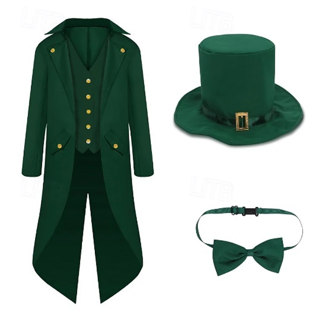 Elf Irish Halloween Outfits Tailcoat Carnival Costume Retro Vintage Medieval Renaissance Adults' Men's Halloween Carnival Performance Party Easy Halloween Costumes Dress Up 14