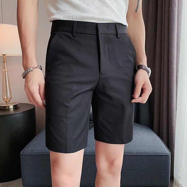  Bărbați Pantaloni Scurți Pantaloni scurti de rochie Buzunar Picior drept Simplu Confort Fără călcat Lungimea genunchiului Birou Afaceri Zilnic Modă Oficial Negru Alb