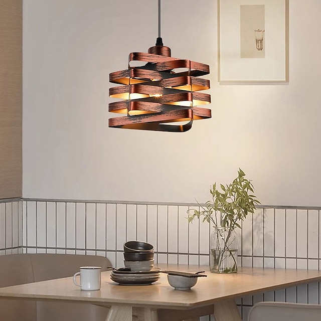  Lámpara colgante de estilo industrial retro, creativa, de metal, ajustable en altura, con tornillo E27, de un solo cabezal, 110-240 V