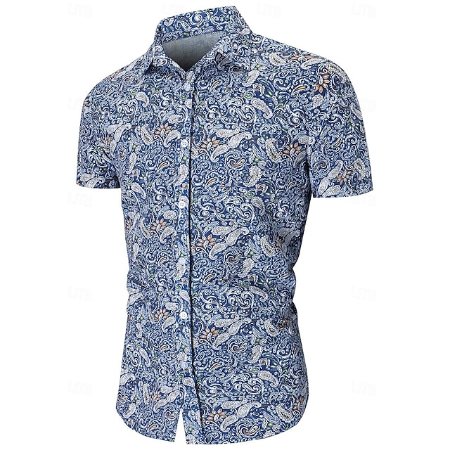  Rétro Vintage Années 1970 Chemise Chemise Aloha Hippie Paisley Homme Vacances Soirée Défilé de la Fierté Adulte Chemise