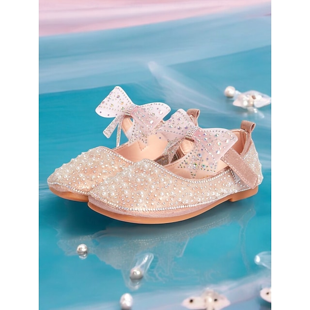  pantofi de fete impodobit cu perle cu detaliu fundita – pantofi de mireasa eleganti pentru fete de flori