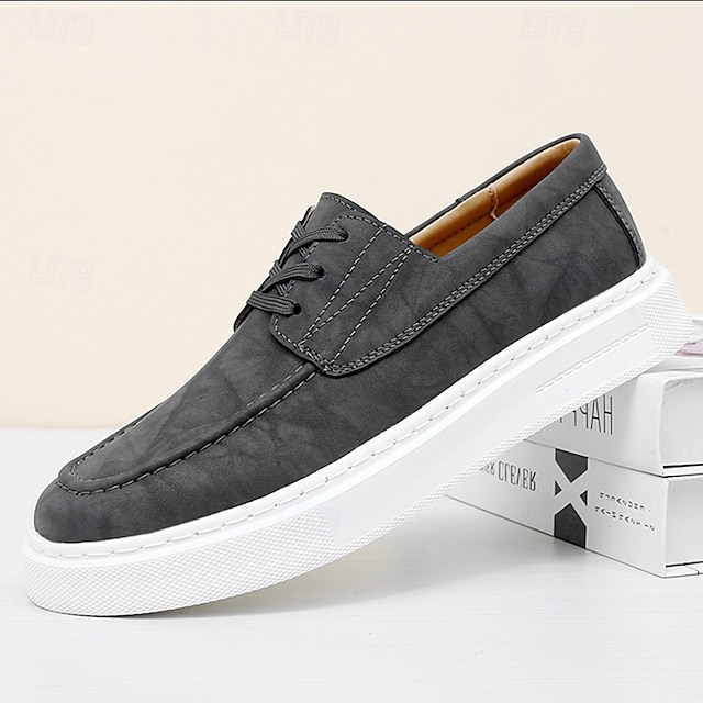  scarpe casual da uomo con lacci, comode e traspiranti in similpelle con suola bianca, eleganti e versatili per l'uso quotidiano