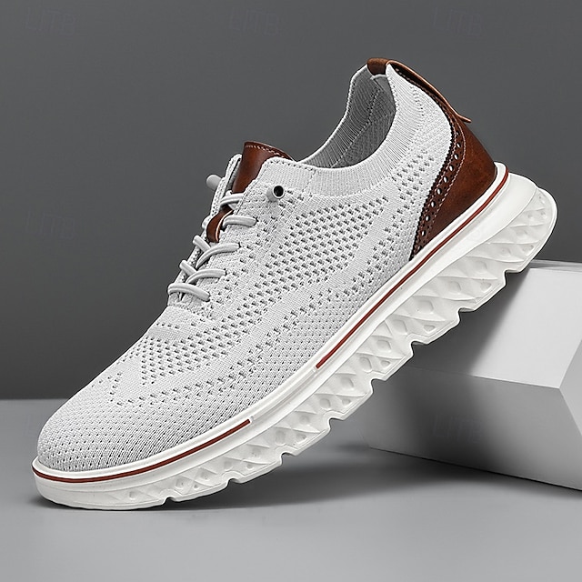  baskets à lacets en tricot respirant pour hommes – chaussures de course décontractées légères avec semelle coussinée pour la marche et le quotidien