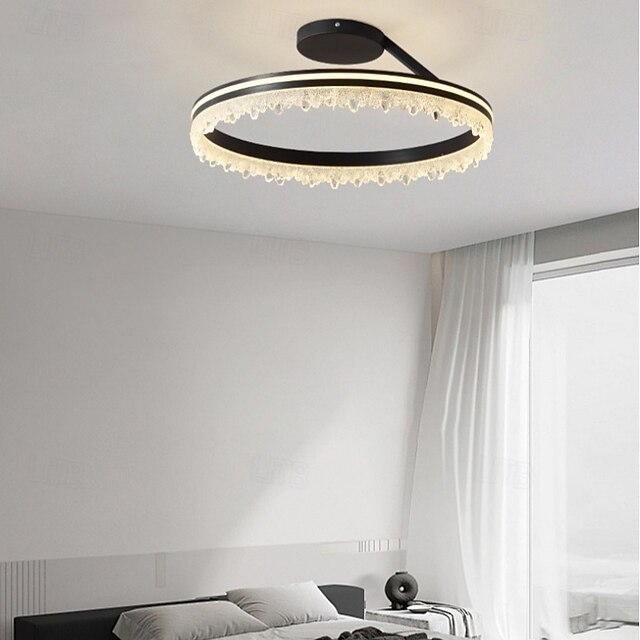  plafonnier circulaire moderne avec cadre noir et bordure délicate en dentelle plafonnier à intensité variable en continu pour la décoration de la chambre