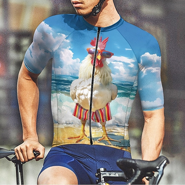  Męskie Koszulka rowerowa Zwierzę Krótki rękaw Rower Tee Tshirt Dżersej z 3 tylnymi kieszeniami Kolarstwo górskie Szybkie wysychanie Anatomiczny kształt Odprowadzające wilgoć Oddychający Sport