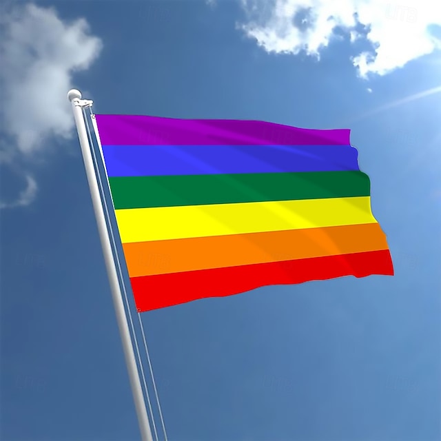  Juni Pride Måned LGBTQ LGBT Pride Flagg Regnbue Utendørs Innendørs med Øyehull Hus Hage Dekorasjoner Høytidsbanner Skilt Glad Pride