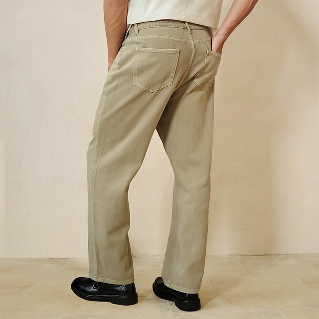  Homme Pantalon chino Boutons Avec Poches Jambe Droite Couleur Unie Longueur complète Extérieur Vacances Occasionnel Élégant Vacances Kaki clair Noir Micro-Élastique