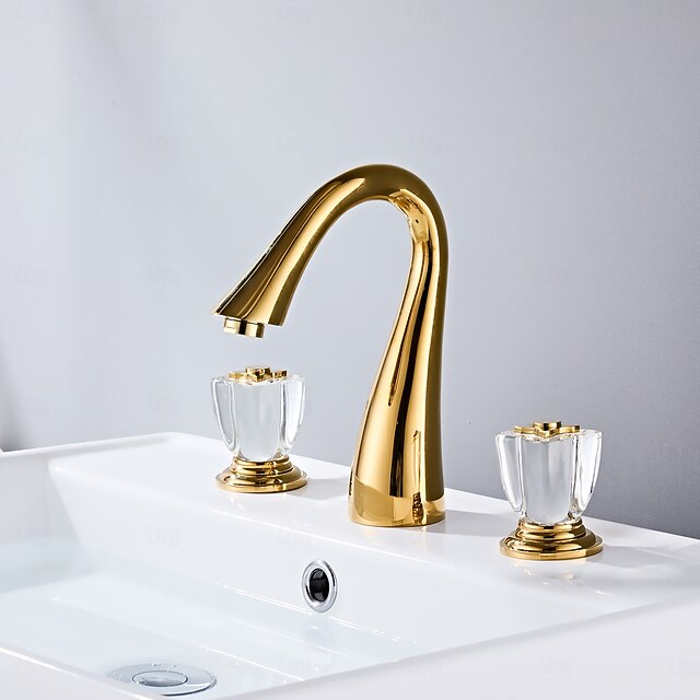 Bathroom Sink Faucet - Widespread Electroplated Centerset Two Handles Three HolesBath Taps4