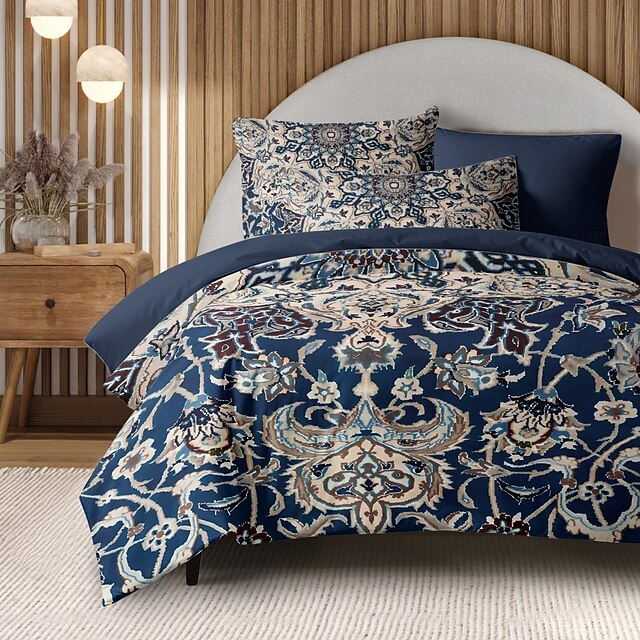  Set di copripiumino bohemien 100% cotone biancheria da letto morbida e traspirante con fiori paisley copripiumino leggero e resistente comodo per tutte le stagioni facile da mantenere