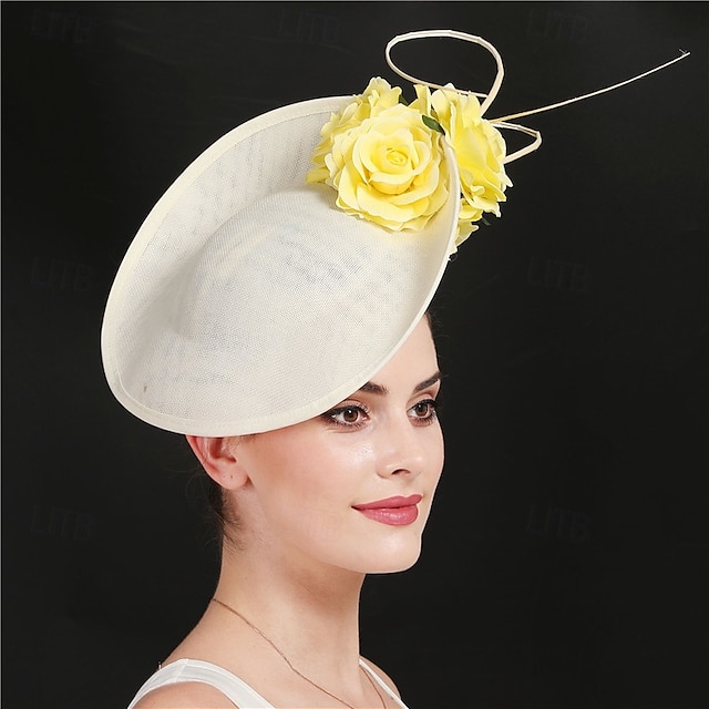  accessoire Imitation Lin Mariage Soirée Élégant Mariage Avec Fleur Casque Couvre-chef