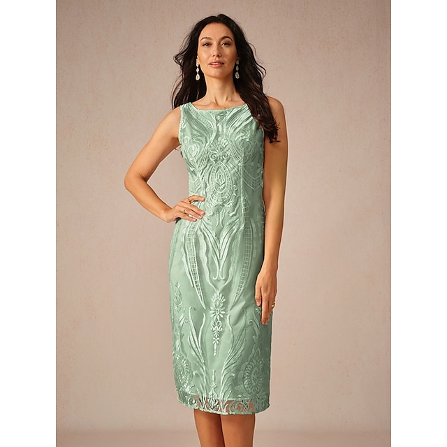  Femmes Robe Midi Robe Ensemble Vêtement couvrant Élégant Soirée robe demoiselle d honneur Cocktail Coupe Ample Demi Manches Col ras du cou Vert cendré Été