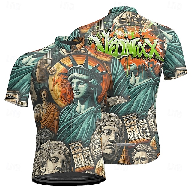  Herr Cykeltröja Grafisk Kortärmad Cykel T-shirt Tröja med 3 bakfickor Bergscykling Snabb tork Anatomisk design Uppsugande Andningsfunktion sporter Blå Kläder