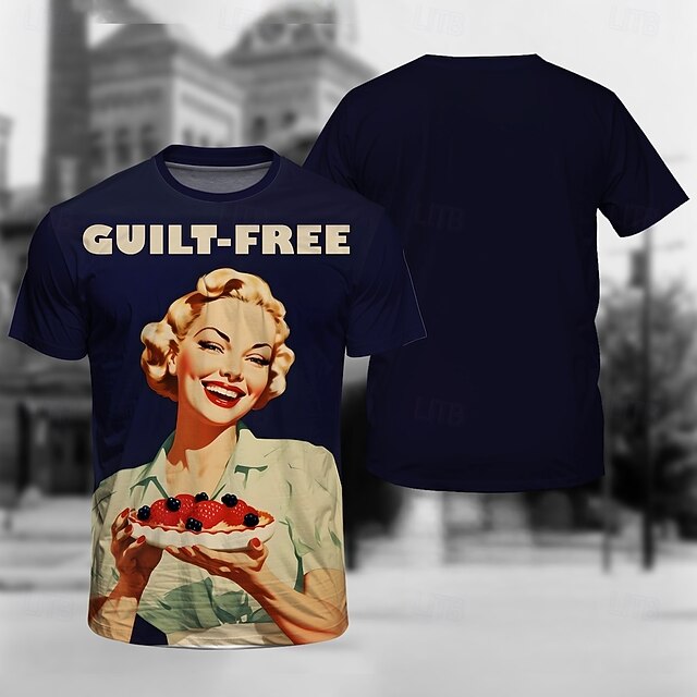  T-shirt Retro affisch Retro flicka Grafisk Till Herr Vuxna Maskerad 3D-utskrift Semester Fest