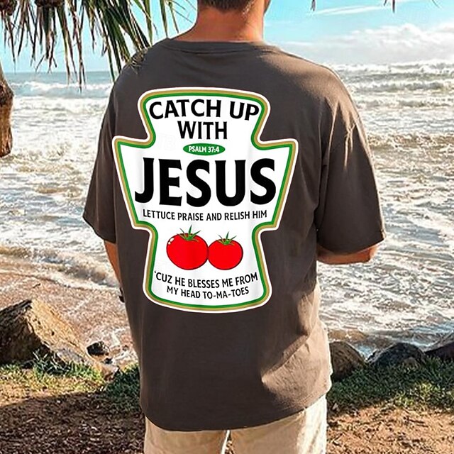 Easter Men's Funny Jesus T Shirt Short Sleeve T shirt 3D Print Crew Neck Shirt Designer Casual Party Holiday Gray Summer Spring Clothing Apparel S M L XL XXL XXXL4